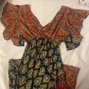 Earthbound multicolored dress, silk small dress